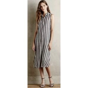 Anthropologie HOLDING HORSES Sleeveless Buttondown Dress Lined Sz 0 *Runs Large*